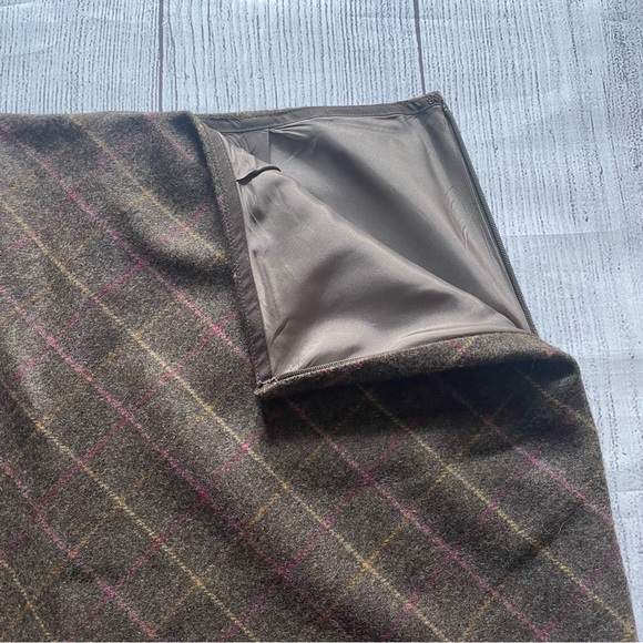 J Crew Brown Plaid Lined 100% Wool Skirt Size 12 - Picture 5 of 7